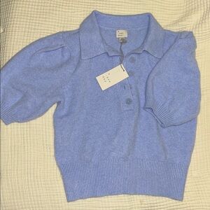 A New Day Sky Blue Button-Up Knit Top